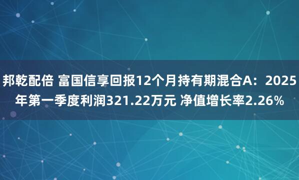 邦乾配倍 富国信享回报12个月持有期混合A：2025年第一季度利润321.22万元 净值增长率2.26%