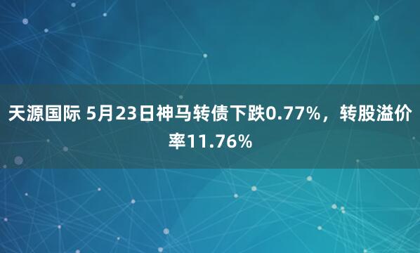 天源国际 5月23日神马转债下跌0.77%，转股溢价率11.76%