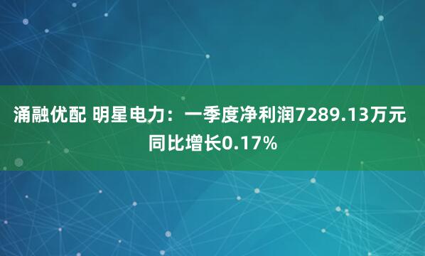 涌融优配 明星电力：一季度净利润7289.13万元 同比增长0.17%